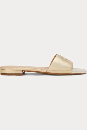 Ralph Lauren Everley Metallic Leather Slide Sandal