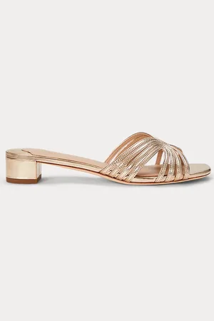 Ralph Lauren Fay Metallic Leather Multistrap Sandal