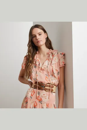 Ralph Lauren Floral Ruffle-Trim Georgette Blouse