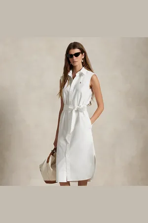 Ralph Lauren Belted Oxford Sleeveless Shirtdress