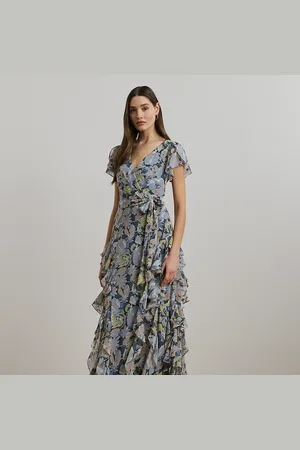 Ralph Lauren Floral Ruffle-Trim Georgette Gown