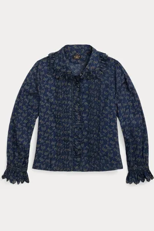 Ralph Lauren Floral-Print Pintucked Cotton Blouse