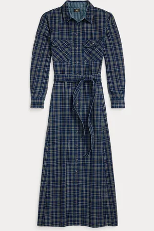Ralph Lauren Indigo Plaid Double-Faced Shirtdress