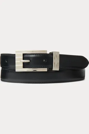 Ralph Lauren Fluted-Buckle Leather Belt