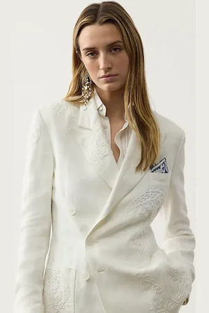 Ralph Lauren Collen Embroidered Micro-Piqué Jacket