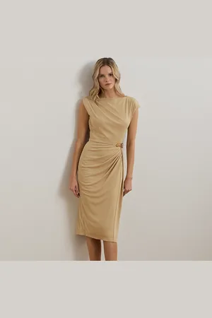 Ralph Lauren Buckle-Trim Jersey Boatneck Dress