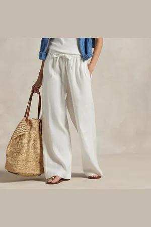 Ralph Lauren Linen Drawstring Straight-Leg Trouser