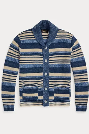 Ralph Lauren Indigo Striped Cotton-Linen Cardigan
