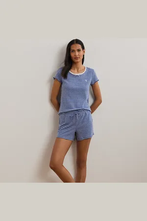 Ralph Lauren Striped Lace-Trim Rib-Knit Boxer PJ Set