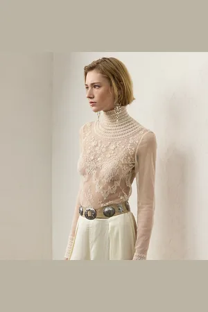 Ralph Lauren Delilah Embellished Floral Lace Blouse