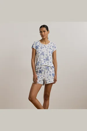 Ralph Lauren Striped Lace-Trim Rib-Knit Boxer PJ Set