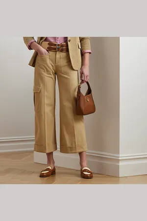 Ralph Lauren Pleated Cotton Twill Wide-Leg Cargo Trou