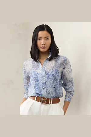Ralph Lauren Adrien Relaxed Fit Print Gauze Shirt