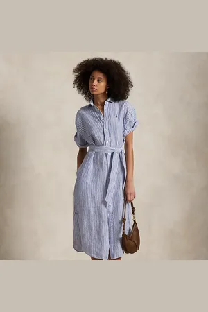 Ralph Lauren Striped Linen Short-Sleeve Shirtdress