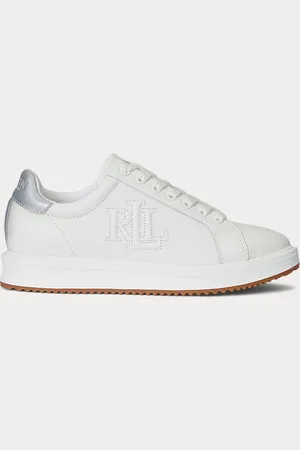 Ralph Lauren Ainsley Metallic-Trim Leather Trainer