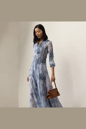 Ralph Lauren Hannes Print Linen-Blend Gauze Day Dress