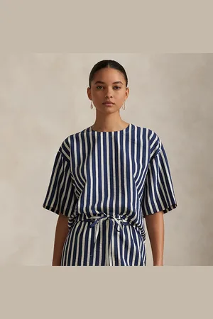 Ralph Lauren Striped Silk-Blend Short-Sleeve Shirt