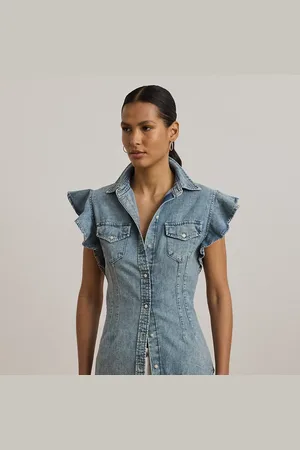 Ralph Lauren Denim Flutter-Sleeve Shirt