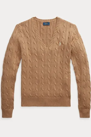 Ralph Lauren Cable-Knit Cotton V-Neck Jumper