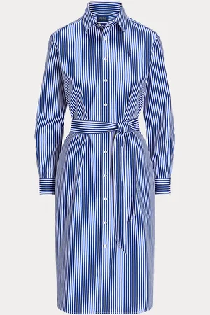 Ralph Lauren Belted Striped Cotton Shirtdress