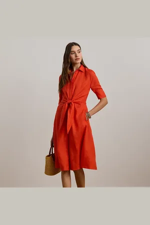Ralph Lauren Tie-Front Linen Shirtdress