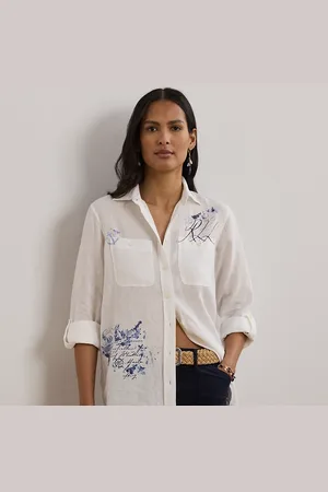 Ralph Lauren Relaxed Fit Print Roll-Tab Sleeve Shirt