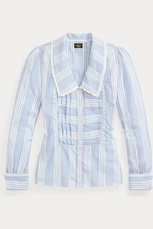 Ralph Lauren Striped End-on-End Tie-Back Blouse