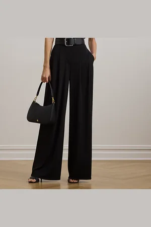 Ralph Lauren Pleated Stretch Jersey Wide-Leg Trouser