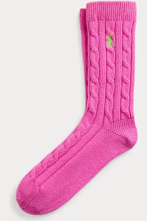 Ralph Lauren Cable-Knit Crew Socks
