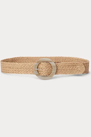 Ralph Lauren Woven Jute Faux-Horn-Buckle Wide Belt