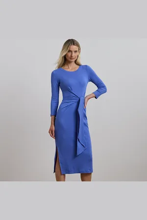 Ralph Lauren Tie-Front Cotton-Blend Crewneck Dress
