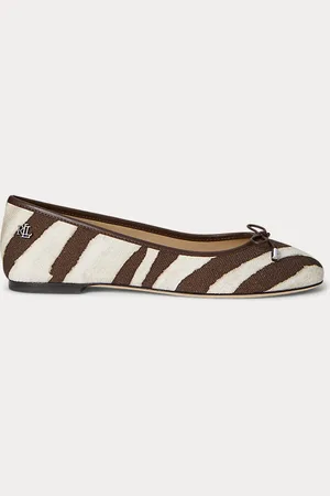 Ralph Lauren Jayna Zebra-Print Canvas Flat