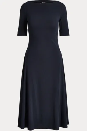 Ralph Lauren Rib-Knit Stretch Cotton Midi Dress