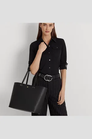 Ralph Lauren Crosshatch Leather Large Karly Tote