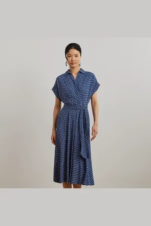 Ralph Lauren Geo-Print Belted Crepe Dress
