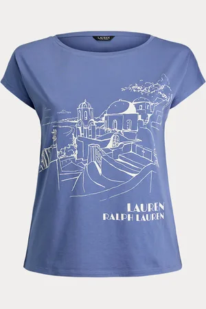 Ralph Lauren Curve - Cotton-Blend Jersey Graphic T-Shirt