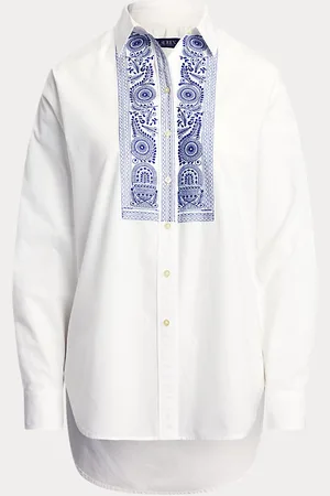 Ralph Lauren Geo-Embroidered Cotton Broadcloth Shirt