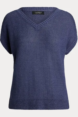 Ralph Lauren Linen-Blend Short-Sleeve V-Neck Jumper