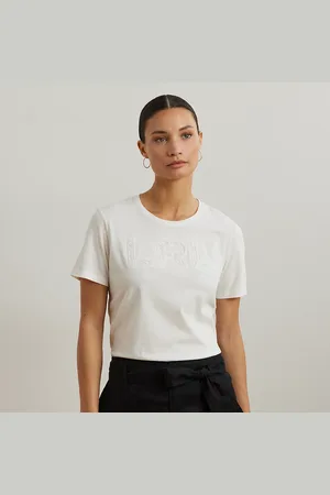 Ralph Lauren Beaded-Logo Cotton Jersey T-Shirt