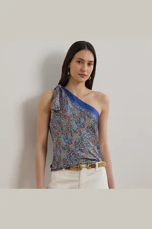 Ralph Lauren Paisley Twill One-Shoulder Blouse