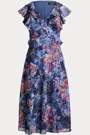 Ralph Lauren Petite - Print Ruffle-Trim Georgette Midi Dress