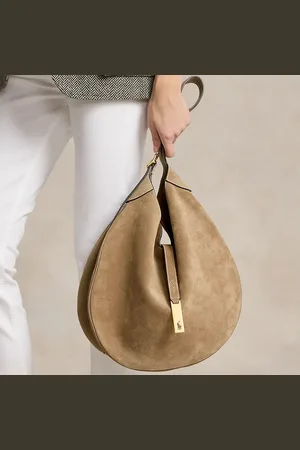 Ralph Lauren Polo ID Suede Large Shoulder Bag
