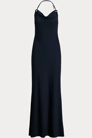 Ralph Lauren Jersey Cowlneck Halter Gown