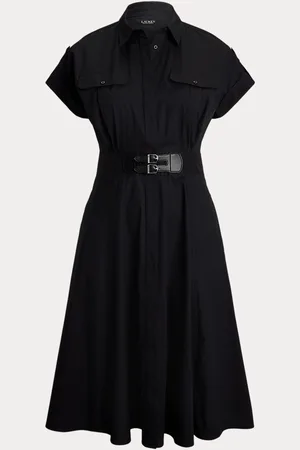 Ralph Lauren Curve - Buckle-Trim Cotton-Blend Shirtdress