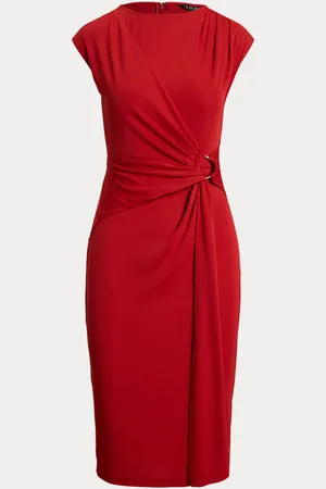 Ralph Lauren Ring-Trim Jersey Cap-Sleeve Dress