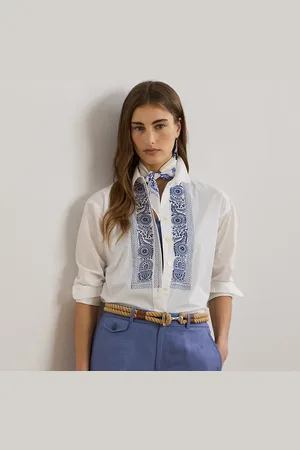 Ralph Lauren Geo-Embroidered Cotton Broadcloth Shirt