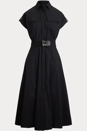 Ralph Lauren Buckle-Trim Cotton-Blend Shirtdress