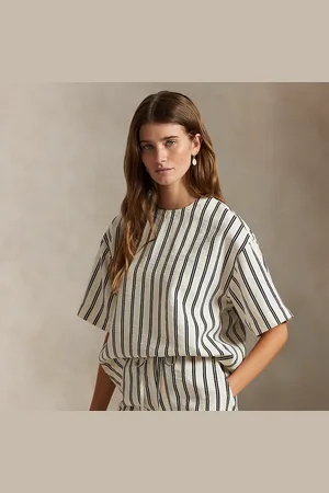 Ralph Lauren Striped Silk-Blend Short-Sleeve Shirt