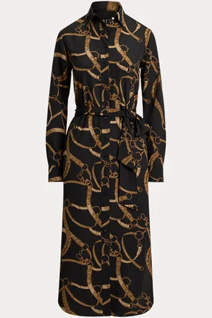 Ralph Lauren Belting-Print Crepe Shirtdress