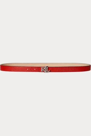 Ralph Lauren Logo Reversible Crosshatch Skinny Belt